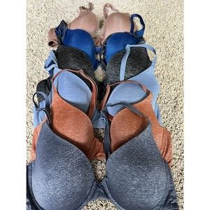 Victoria Secret 6 Piece Bra Lot 34C Padded Semi Demi T-Shirt Bras Nude Blue Blk